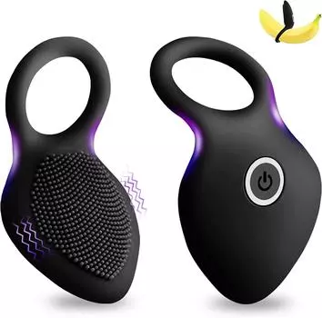 Вибрирующее кольцо для члена Эластичные кольца для пениса с 10 интенсивными режимами вибрации для мужчин Пары Удовольствие для мужчин Усиление эрекции Секс-игрушки для взрослых Игры Черный