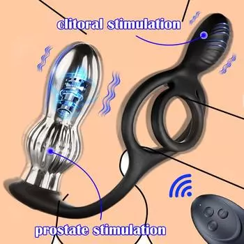 Вибрирующее кольцо для члена, массажер простаты, двойной мотор, вибратор для пары, металлическая анальная пробка, двойное кольцо для пениса, стимулятор клитора, секс-игрушки для взрослых для мужчин, пульт дистанционного управления