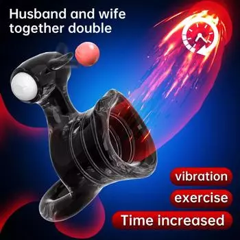 Вибрирующее кольцо для пениса для пар, задержка эякуляции, стимулятор клитора точки G, массажер, двойное кольцо для пениса, вибратор, секс-игрушки для мужчин Vibration model