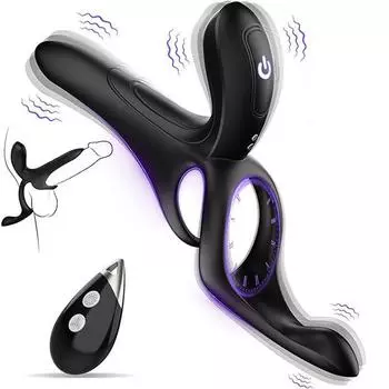 Вибрирующее кольцо для пениса, игрушки для взрослых, мужской вибратор для пениса с дистанционным управлением и 9 вибрациями для стимуляции женской точки G-клитора, секс-игрушки