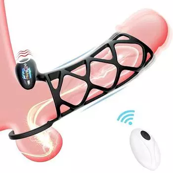 Вибрирующее кольцо для пениса, рукав для члена, удлинитель вибратора для мужского пениса, усиление эрекции с задержкой эякуляции, устройство мужского целомудрия, клетка для члена для пары, секс-игрушка