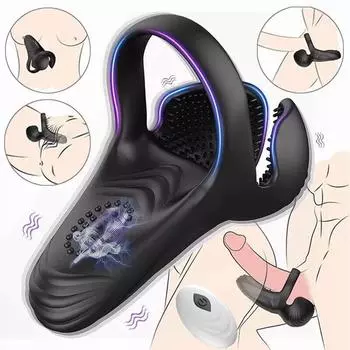 Вибрирующее кольцо для пениса с 10 режимами вибрации для стимуляции яичек пениса, мужской вибратор, водонепроницаемое кольцо для пениса, секс-игрушки для взрослых