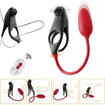 Вибрирующее кольцо для пениса с дистанционным управлением, вибратор для точки G, секс-игрушка для пары, стимуляция клитора для женщин, анальные игрушки, кольцо для пениса в форме розы black rad