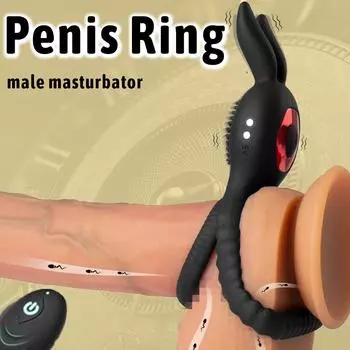 Вибрирующее кольцо для пениса с кроличьими ушками 4-в-1, вибратор для пениса, 10 типов вибраторов для пениса, стимуляция клитора и точки G, секс-игрушки для мужчин и женщин no telecontrol