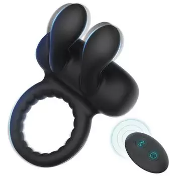 Вибрирующее кольцо для пениса с ушками кролика, силиконовое кольцо для пениса, вибратор для пар, 10 режимов вибрации, пульт дистанционного управления, перезаряжаемые секс-игрушки для пар