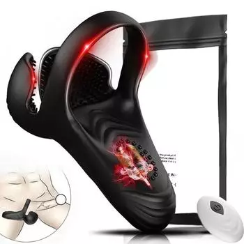 Вибрирующее кольцо для пениса, задержка эякуляции, 10 режимов вибрации, стимуляция промежности и яичек, кольцо для пениса, мужской вибратор, водонепроницаемые секс-игрушки