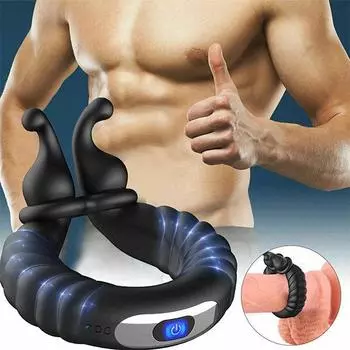 Вибрирующее кольцо на член для мужчин, мягкие силиконовые двойные кольца, игры для пар, секс-игрушка для взрослых, задержка эякуляции, мужское кольцо на пенис