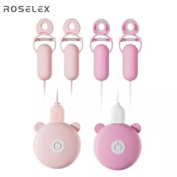 Вибрирующее яйцо ROSELEX Зажим для сосков и массажер для груди Roselex Nipple Clamp - Dark Pink
