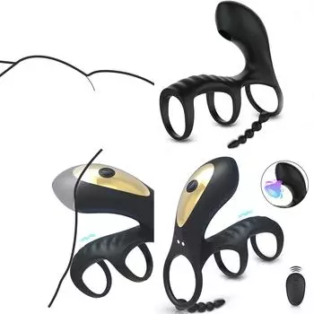 Вибрирующие кольца для пениса, вибраторы для пар, 3 в 1, силиконовые кольца для пениса с 10 режимами вибрации, более длительная эрекция, перезаряжаемые