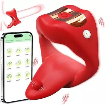 Вибрирующий член, кольцо на пенис, секс-игрушка, дизайн мужского языка, приложение для взрослых, управление через приложение, стимуляция клитора, мошонки, вибратор, улучшающий эрекцию C(no App)