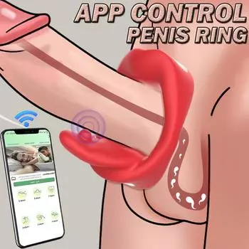Вибрирующий член Кольцо пениса Приложение Управление Вибратор Губа Язык Кольцо пениса Задержка эякуляции Кольцо пениса Массажер Мужская пара Кольцо пениса Клиторальный вибратор