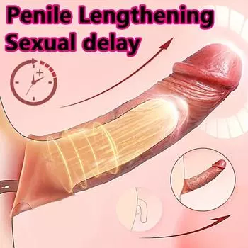 Вибрирующий пенис-рукав Жидкий силиконовый пенис-чехол Электрическая вибрация Пульт дистанционного управления APP-управление Имитация мужского ношения дилдо Удлинение с задержкой по времени APP+Remote Control