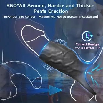 Вибрирующий удлинитель пениса, кольцо для пениса, вибратор, удлинитель для точки G, яички, жидкий силикон, мужские секс-игрушки для пар