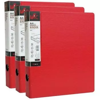 VIC new material D-ring binder 3cm 3-hole, red, 3 pieces