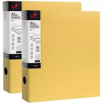 Папка-регистратор VIC с D-образным кольцом, 5 см, 3 отверстия, желтая, 2 упаковки