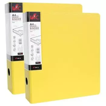 VIC new material D-ring binder 7cm 3-hole, yellow, 2 packs