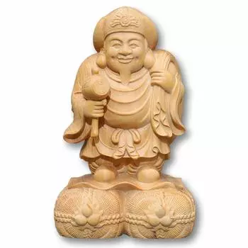 VICHE CATT Семь богов счастья Статуя Дайкоку Резьба по дереву Денежная удача Удача Фортуна Бизнес Процветание Благословение Скульптура Орнамент Самшит Цугэ чёрный