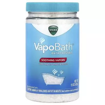 Vicks, VapoBath™, кристаллы для ванн, успокаивающий пар, 15 унций (425 г)