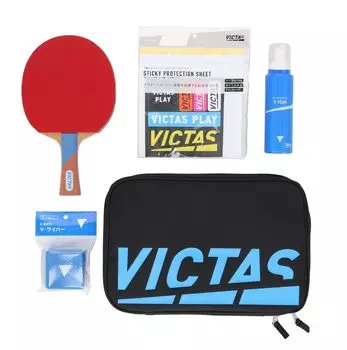 VICTAS Набор для настольного тенниса, новый, 8 предметов, защитный чехол для обслуживания сбоку 025799 для начинающих, участников, (1 ракетка/2 накладки/1 лента/1 лист/2