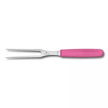VICTORINOX Carving Удобная вилка для мяса, удобная для гриля, барбекю и посудомоечной машины, Swiss Classic Fork, Carving, 15 см, розовая, для стейков, безопасная, розовый