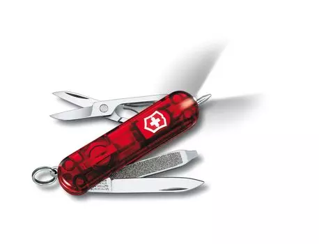 VICTORINOX Signature Light полупрозрачный красный нож для предотвращения стихийных бедствий шариковая ручка со светодиодной подсветкой швейцарского производства с 7 функциями многофункциональный инструмент []