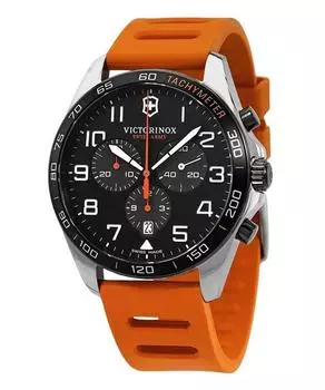 Victorinox Swiss Army Fieldforce Sport Chronograph Каучуковый ремешок Кварцевые мужские часы с черным циферблатом VIC241893 100M