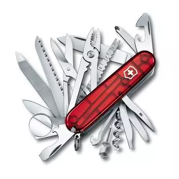 VICTORINOX Swiss Champ полупрозрачный красный швейцарский армейский нож многофункциональный нож товары для предотвращения стихийных бедствий походные плоскогубцы ножницы с лупой