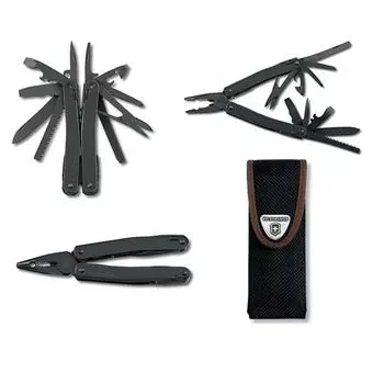 VICTORINOX Swiss Tool Spirit XBS Black с нейлоновым чехлом Многофункциональные плоскогубцы-ножи Swiss Made Multitool с 25 функциями с фиксатором [Гарантия] 3.02