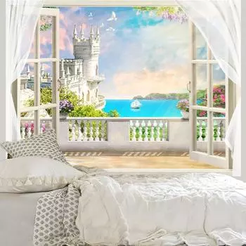 Вид из окна Декорация Ткань Гостиная Спальня Подвесная Ткань Фоновая Ткань Атмосфера Подвесное Одеяло Наружная Кемпинговая Тент Ткань 100x70cm