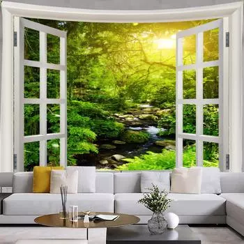 Вид из окна, природный пейзаж, гостиная, спальня, украшение, эстетика, украшение дома, художественный гобелен 100x75cm