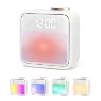 Vidafelic Будильник Светильник Ночной Светильник Аккумуляторные Настольные Часы Простой Громкий Будильник Таймер Сна Ночник Подарок На День Рождения Рождество белый