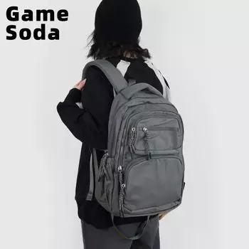 Video Game Soda High School Student Female Work Clothing Leisure Schoolbag Gray