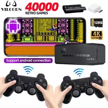 Видео Игровая Приставка Для Телефона 4K HD Ретро Игровая Консоль Для ПК/ТВ/Android Встроенные 40000 Игр Для PS1/GBA/MAME/SEGA Для Детей Подарок