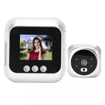 Видеоглазок для входной двери, интеллектуальный электронный дверной звонок, высокое разрешение серебряный