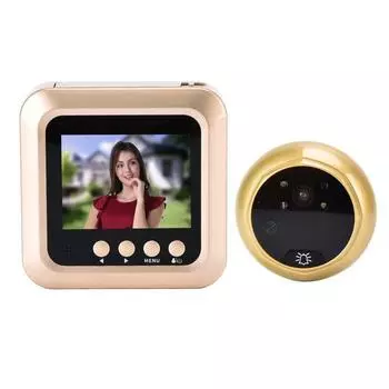 Видеоглазок для входной двери, интеллектуальный электронный дверной звонок, высокое разрешение золотистый