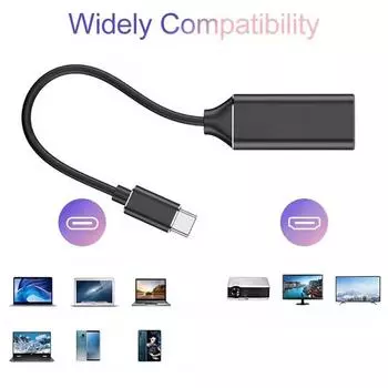 Видеокабель USB Type C, конвертер 4K USB Type C в HDMI-совместимый телефонный адаптер, кабель для ноутбука Ad O9V4 black-one-size