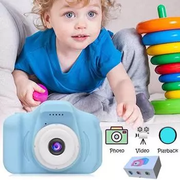 Видеокамера для уличной фотосъемки, игрушка со шнурком, экран IPS 1080P, простая в использовании, компактная перезаряжаемая цифровая камера, детские игрушки синий