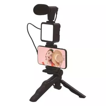 Видеокомплект для смартфона, светодиодная видеоподсветка, держатель для телефона, стереомикрофон