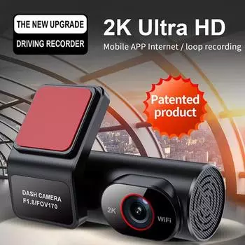 Видеорегистратор 2K, задняя камера, автомобильный видеорегистратор, ночное видение, поддержка Wi-Fi, 24-часовой монитор парковки, записывающее устройство для вождения, высокое разрешение чёрный