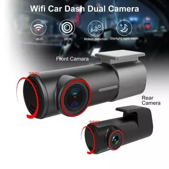 Видеорегистратор Автомобильная камера Камера ночного видения WiFi 1080P 170° Широкоугольный 1080P чёрный