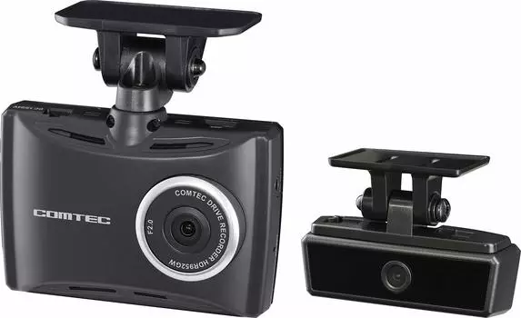 Видеорегистратор Comtec HDR952GW с 2 передними и задними камерами, оснащен GPS, оснащен функцией уведомления о приближении следующего транспортного средства, оснащен чёрный