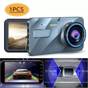 Видеорегистратор Pdtoweb с сенсорным экраном, 4 дюйма, 1080P, двойной объектив, автомобильный видеорегистратор, передняя и задняя камера