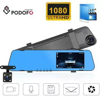 Видеорегистратор Podofo 1080P Mointor заднего вида с 4,5-дюймовым IPS-экраном