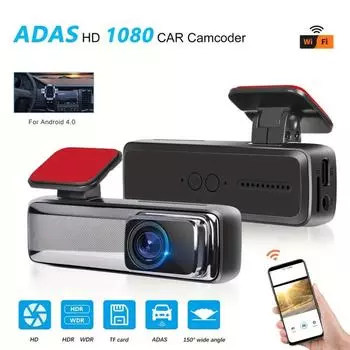 Видеорегистратор WiFi 1080P USB Автомобильная камера ADAS Циклическая запись вождения с поддержкой 150° Широкоугольный регистратор вождения DVR