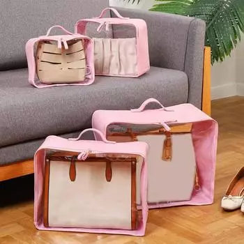 Видимая сумка для хранения, большая емкость, пыленепроницаемая многофункциональная сумка из ПВХ для ежедневного использования M розовый