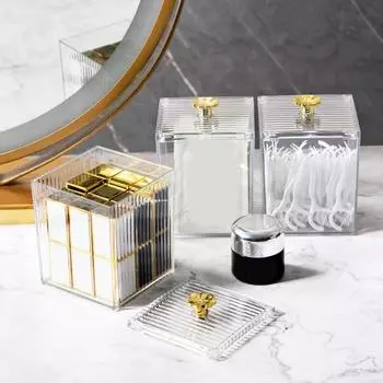 Видимый хлопковый контейнер для хранения с антитрещинами и полосатой текстурой, косметический 1Grid