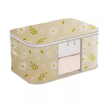 Видимый ящик для хранения большой емкости, портативный органайзер для одежды с ручками, складной пылезащитный контейнер на молнии для одеял 55x35x25cm оранжевый