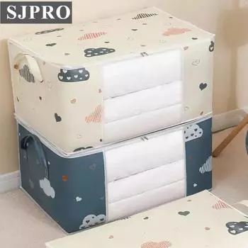 Видимый ящик для хранения большой емкости, портативный органайзер для одежды с ручками, складной пылезащитный контейнер на молнии для одеял 50L-1PCS синий