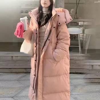 Vielleicht, новое однотонное прямое зимнее пальто X-Long, женская парка, одежда, повседневная теплая зимняя куртка с капюшоном, женская верхняя одежда S чёрный