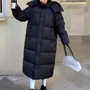 Vielleicht, новое однотонное прямое зимнее пальто X-Long, женская парка, одежда, повседневная теплая зимняя куртка с капюшоном, женская верхняя одежда S розовый